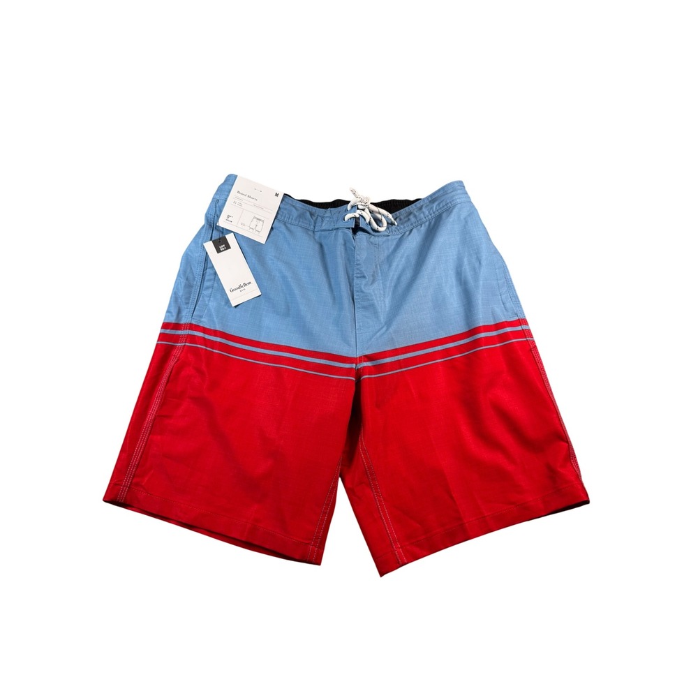 Mens Medium Goodfellow & Co Mens Blue Red Colorblock 9 Inch Inseam Board Shorts